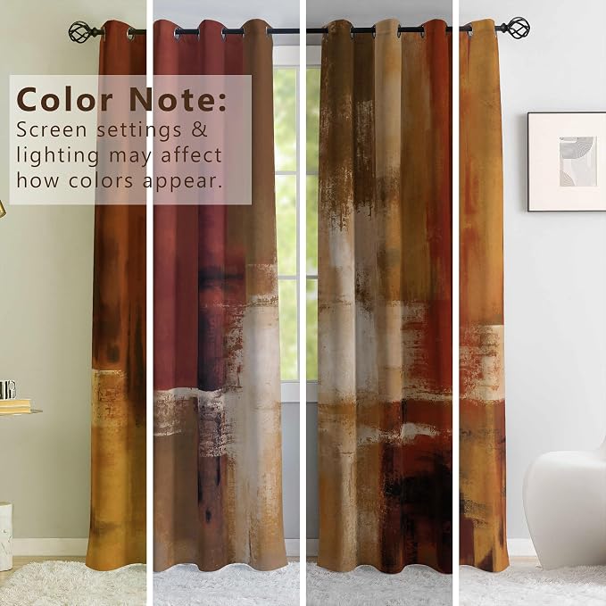 Asuexpect Burnt Orange Curtains 2 Panels Abstract Rust Curtain Room Darkening Grommet Window Drapes Modern Decorative Window Treatments for Bedroom Living Room, 42x72 Inches