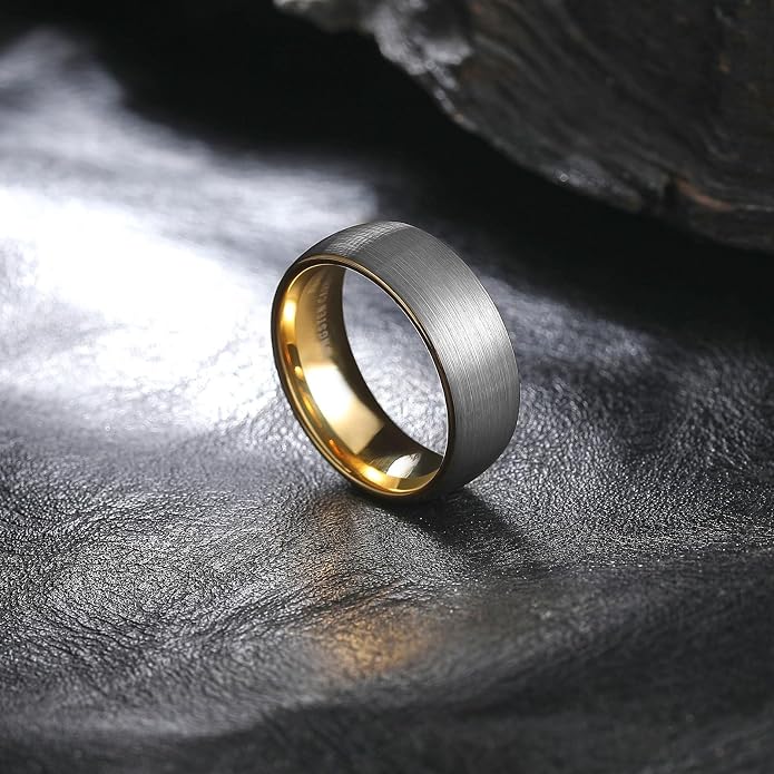 King Will Wedding Band for Men Women, 2/4/6/7/8mm Domed Matte Brushed Tungsten Carbide Rings, Solid/Dual Color Engagement Rings, Comfort Fit