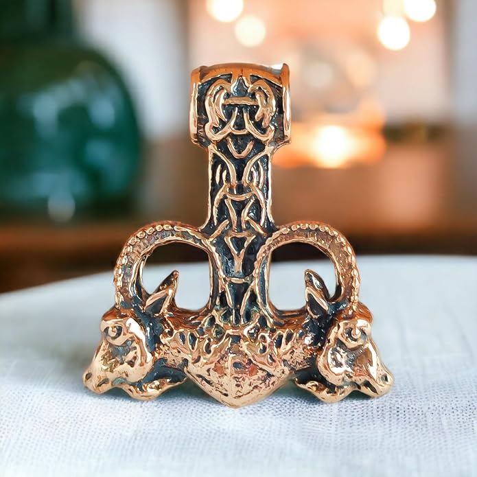 Large Thor Hammer Mjolnir Necklace 925 Sterling Silver - Odins Viking Pendant with Thors Goats and Runes - Mens Pagan Nordic Norse Mythology Jewelry for Men - Handmade - 1oz (27 g)