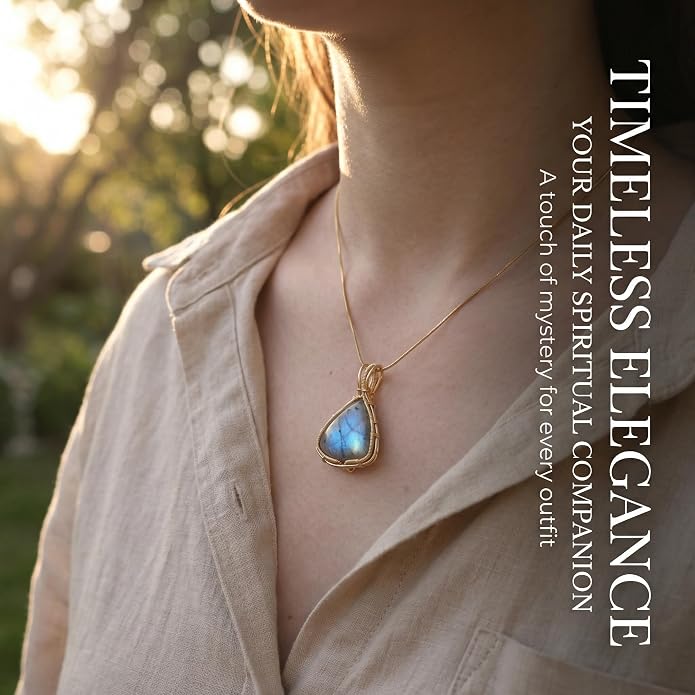 Natural Faceted Labradorite Pendant Necklace – Unique Stone of Magic & Transformation, Iridescent Flash Gemstone Jewelry, Handmade Healing Crystal Gift for Women, Birthday, Anniversary, Spiritual Awakening & Intuition