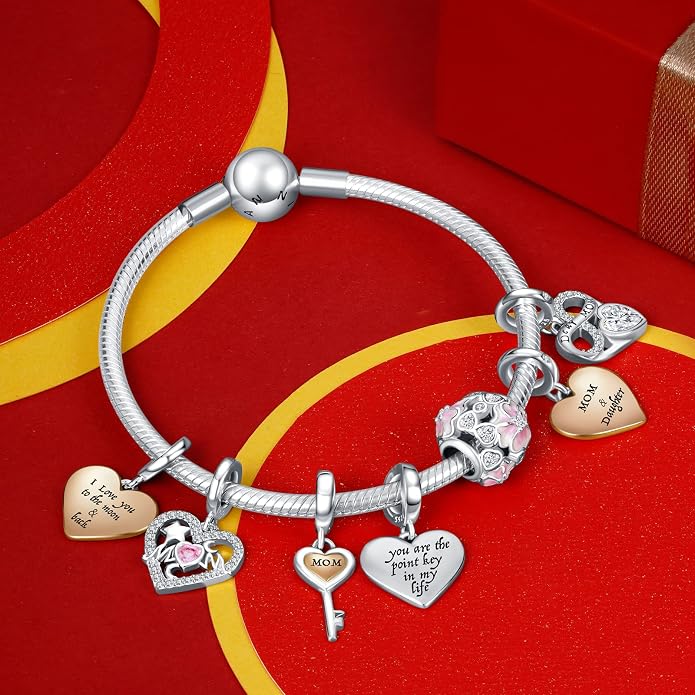 NINGAN 925 Sterling Silver Charm Golden Love Charm Buckle Safety Chain Travel Bead Firefly Dragonfly Pendant, Suitable for Women Bracelet and Necklace as Gift from Mom and Friends