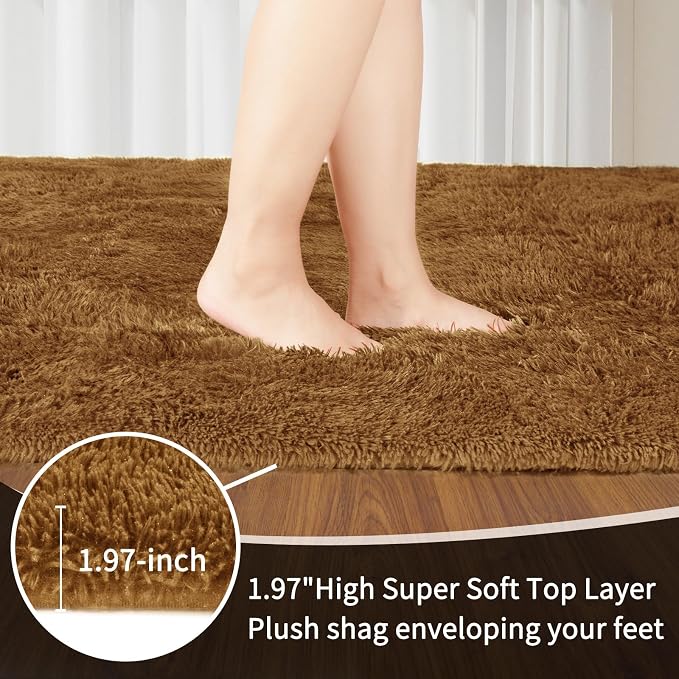 Sour Lemon 8x10 Area Rugs for Bedroom Living Room, Large Fluffy Shag Rug | Shaggy Carpet, Soft Plush Furry Bedside Rugs, Anti Slip,Washable Area Modern Rugs Floor Mat for Kids Girls Boys Living Room