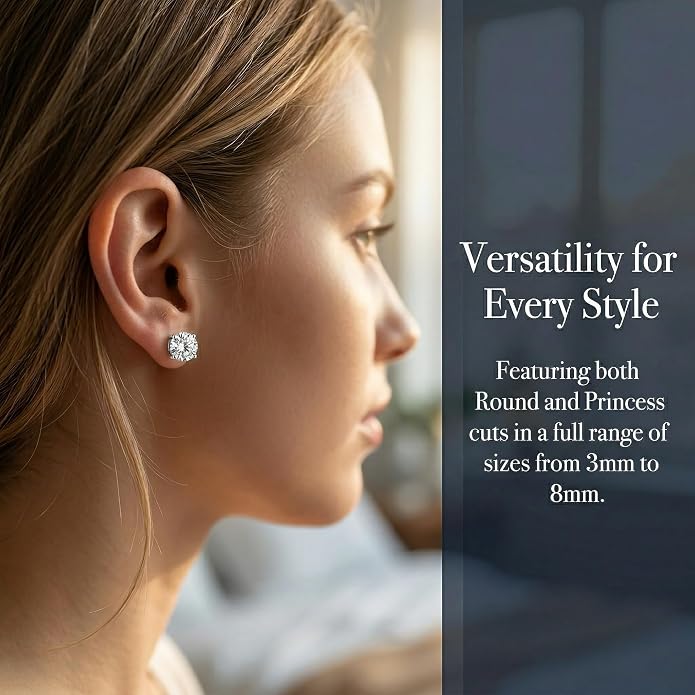 12 Pairs Stud Earrings Set, 3-8mm Cubic Zirconia Earrings for Women & Men 316L Stainless Steel Earring Hypoallergenic Small Earring Nickel Free