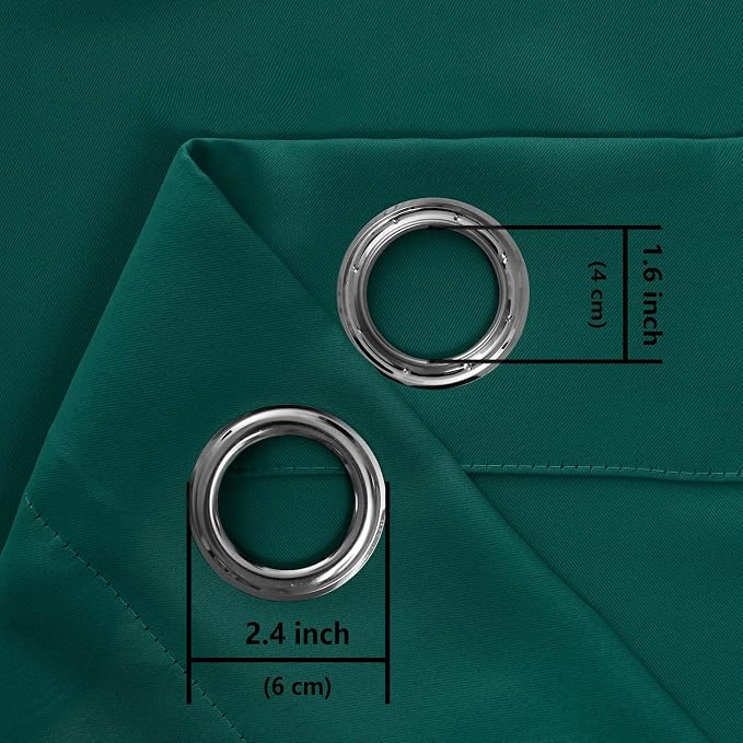 Hiasan RV Blackout Curtains for Bedroom, 52 x 36 Inches Long - Thermal Insulated & Energy Saving Window Curtains for Living Room, 2 Drape Panels Sewn with Tiebacks, Hunter Green
