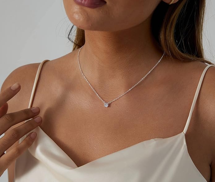 Kyerlyn Cubic Zirconia Choker Heart Shaped Diamond Choker Solitaire Necklace for Women Dainty Gold Filled Tiny CZ Diamond Choker Necklace…
