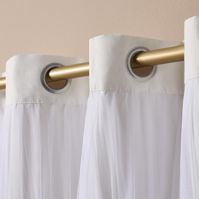 TOWN & COUNTRY LUXE Talia Double Layer Indoor Curtains, Sheer and Room Darkening Blackout, Grommet Top, Energy Efficient, 2-Pack Set, 52"x108", Winter White