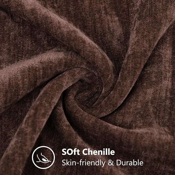 decorUhome Soft Chenille Reddish Brown Throw Pillow Covers 20X20 Set of 2 | Decorative Fall Couch Pillow Covers Solid Dyed Accent Modern Farmhouse Neutral Square Pillow Cases for Sofa