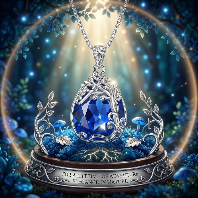 Teardrop Moonstone Necklace for Women Tree of Life/Filigree Birthstone Pendant Necklace Jewelry