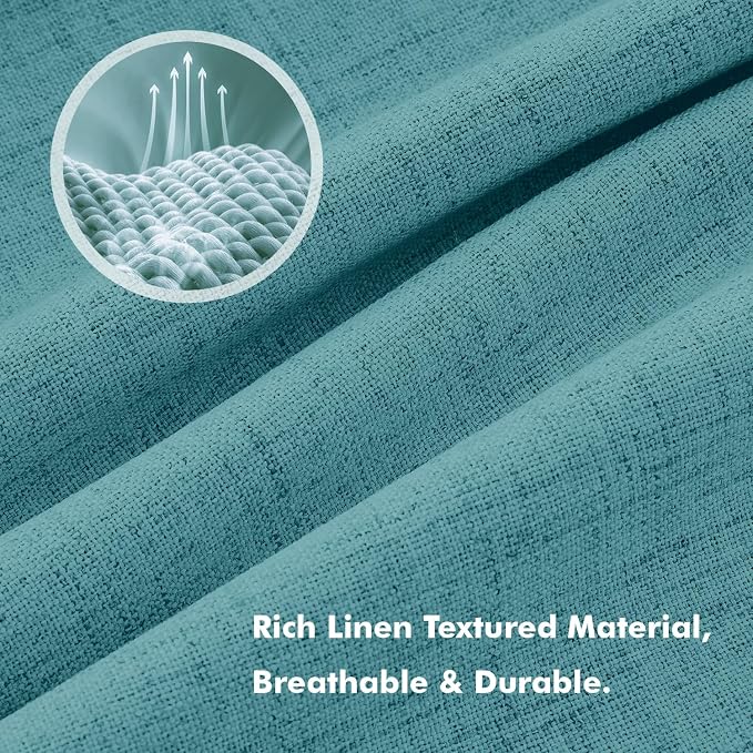 MIULEE 100% Blackout Linen Curtains for Bedroom 42 x 72 Inch Teal 2 Panels | Thermal Insulated, Room Darkening Drapes for Living Room, Back Tab Rod Pocket Pinch Pleated, Solid Luxury Decor