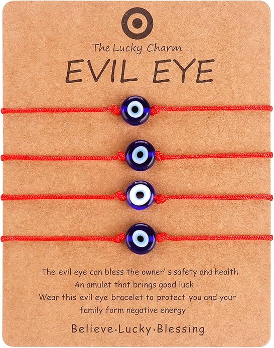 4 Pcs Evil Eye Bracelets & Anklet - Handmade Evil Eye Jewelry for Women's Protection