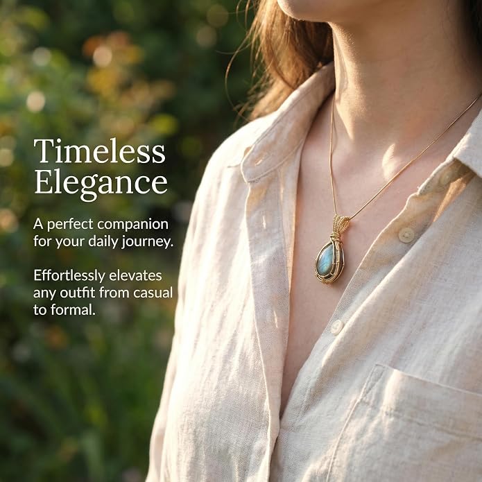 Natural Faceted Labradorite Pendant Necklace – Unique Stone of Magic & Transformation, Iridescent Flash Gemstone Jewelry, Handmade Healing Crystal Gift for Women, Birthday, Anniversary, Spiritual Awakening & Intuition