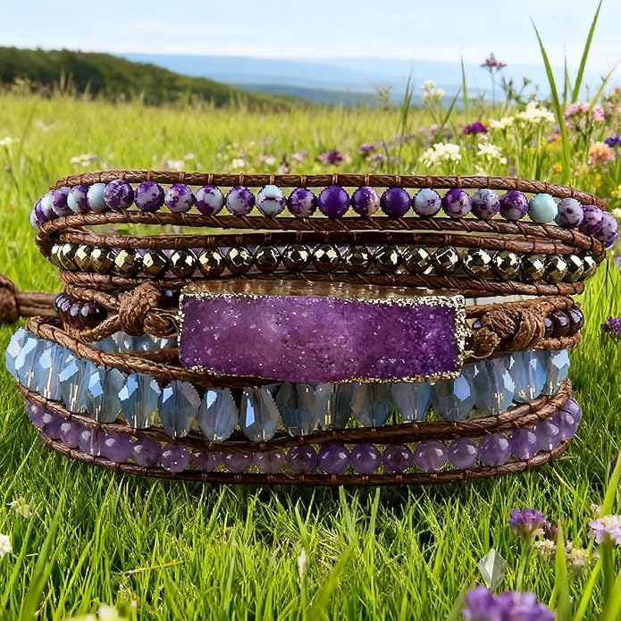 Women Wrap Bracelets Boho Natural Stone Jasper Turquoises Strand Bracelet Jewelry Collection