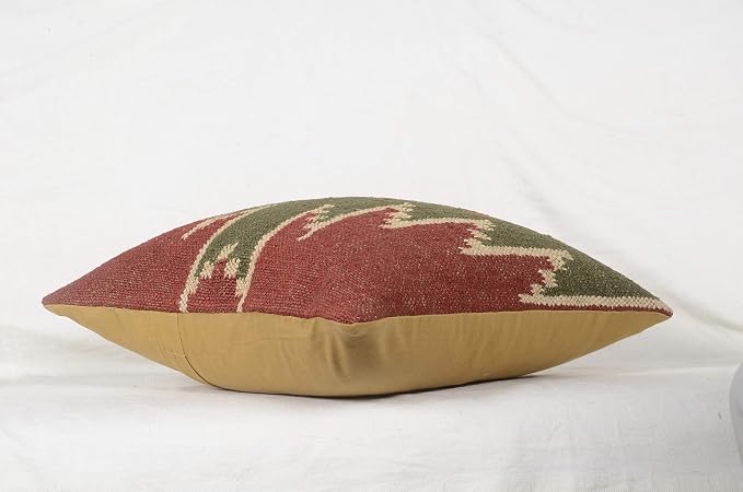 Chouhan Rugs 4 PCS Set of Hand Woven Jute Kilim Cushion Cover Indian Vintage Pillows 18X18 Rug Boho Shams (Pattern 3)