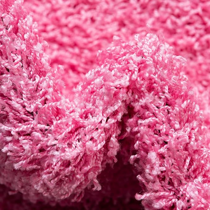 Unique Loom Solid Shag Collection Area Rug (3' 3" x 5' 3" Oval, Taffy Pink)