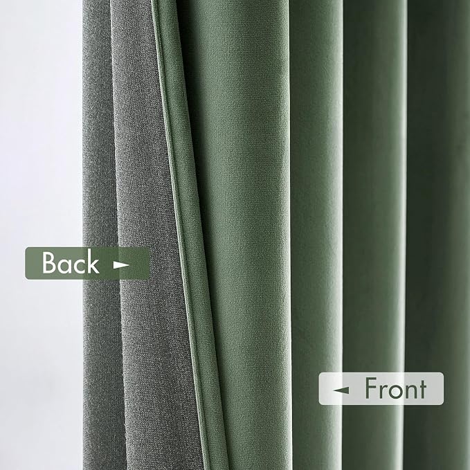 MIULEE Sage Green Blackout Velvet Curtains Drapes 72 Inch Long 52"x72" | Luxurious Bedroom Living Room Decor, Room Darkening, Thermal Insulated, Rod Pocket Design, Super Soft Fabric
