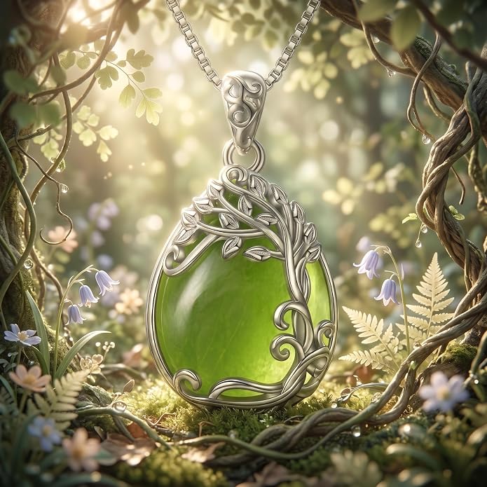 Teardrop Moonstone Necklace for Women Tree of Life/Filigree Birthstone Pendant Necklace Jewelry