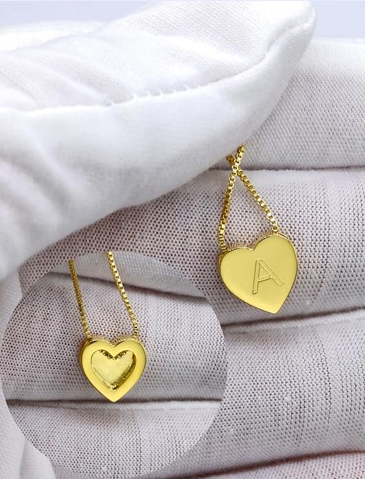 YL Initial Necklace 925 Sterling Silver Heart Letter Pendant A-Z Alphabet Cubic Zirconia Jewelry for Women