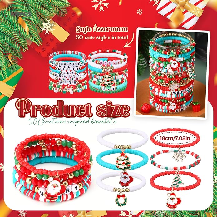 Equsion 100 Pcs Preppy Friendship Bracelets for Women Heishi Surfer Clay Stackable Bead Easter Boho Y2k Bracelets Gifts