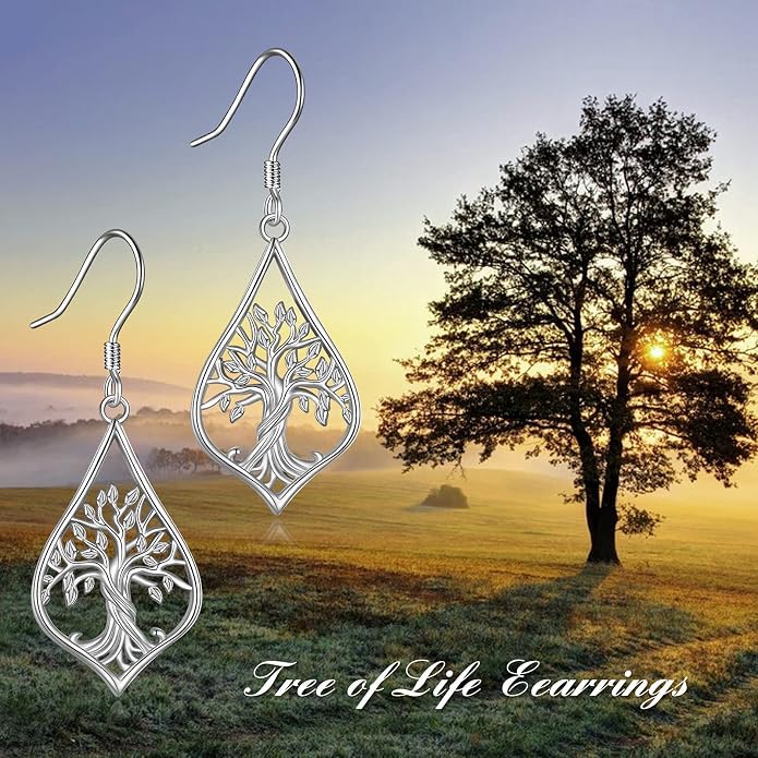 WINNICACA Sterling Silver Dangle Drop Earrings for Women Mom Flower Leverback Earrings Jewelry Christmas Anniversary Birthday Gifts