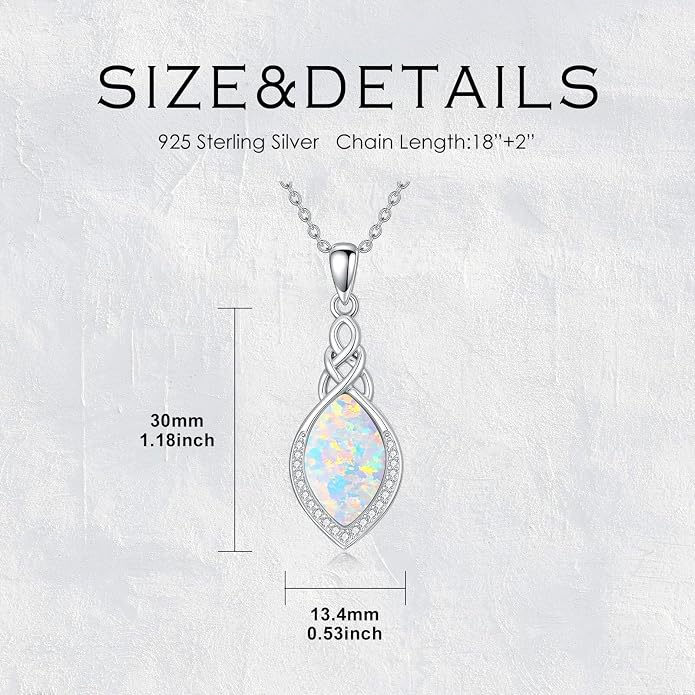 PELOVNY Celtic Knot Necklaces for Women 925 Sterling Silver Gemstone/Birthstone Teardrop Infinity Necklace Irish Celtic Pendant Jewelry Gifts for Mom Daughter Wife