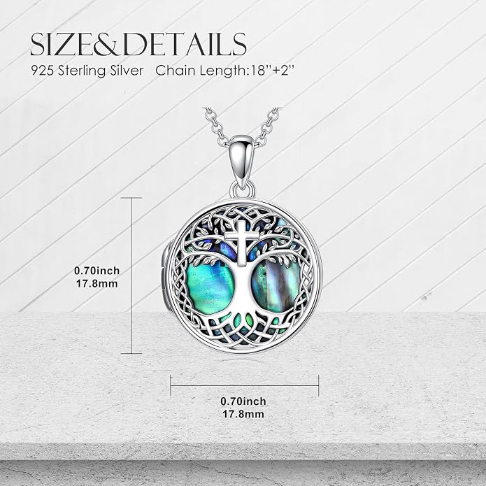 Tree of Life Necklace 925 Sterling Silver Abalone Shell Celtic Knot Tree Pendant Necklace Jewelry Gifts for Women Birthday Christmas