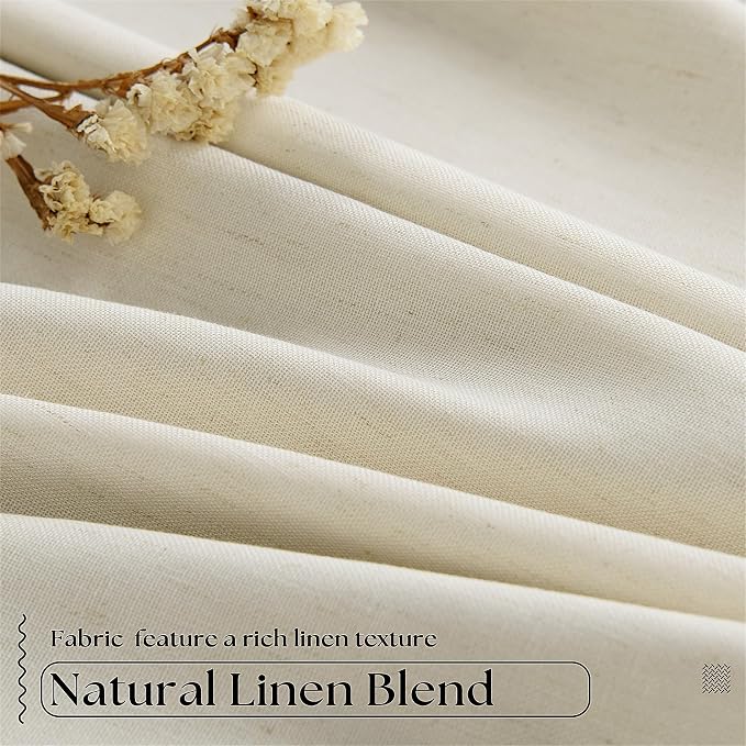 Cream Beige 63 Inch Length Blackout Pinch Pleated Linen Curtains with Liner | Memory Trained, 100% Black Out, Thermal Insulated, UV Blocking, Noise Reducing Curtains for Small Window Bedroom 2 Panels