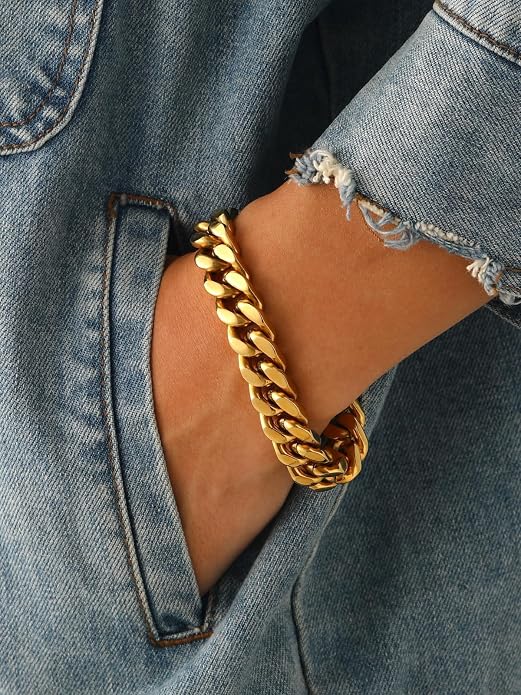 U7 Cuban Link Bracelets for Men Stainless Steel Wrist Bracelet Silver Black Gold Cuban Hand Chain Bracelet for Mens Women, 5/7/9/12mm Width, 7.5/8.3/9 Inch Length Classic Jewelry with Box Packed