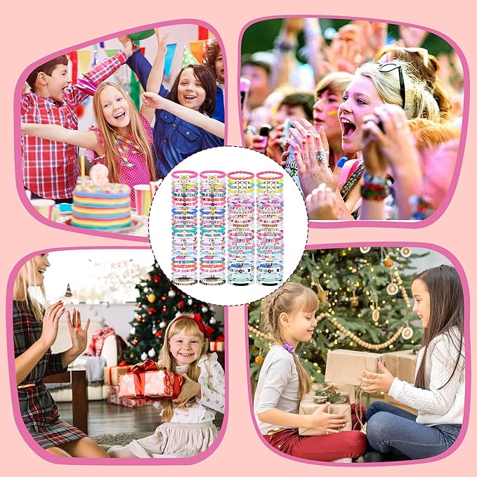 100 Pcs Friendship Bracelets for Women Bead Colorful Surfer Heishi Bracelet Set , Cute Clay Beaded Bulk Bracelets Stretch bracelets Clay for Women Stackable Bohemian Summer Beach Party, Graduation Party Favors, Birthday Gifts