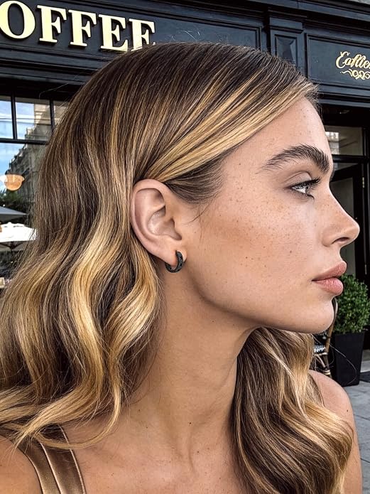 Bandmax 925 Sterling Silver Black Huggie Hoop Earrings 10mm Small Hypoallergenic Cartilage Piercing Jewelry for Women Men Gift