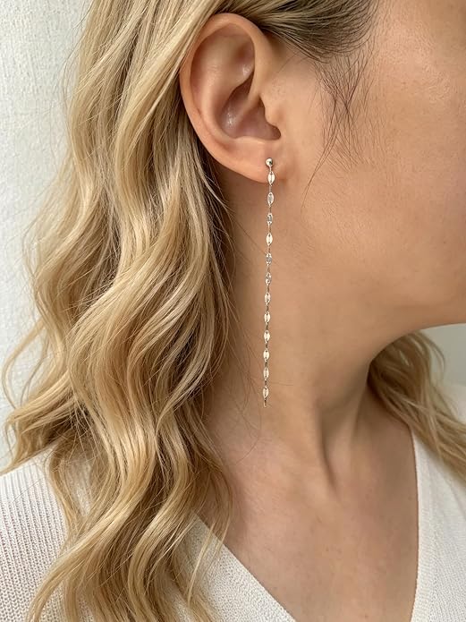 Long Chain Dangle Earrings Dainty Tassel Drop Linear Earrings Hypoallergenic Jewelry
