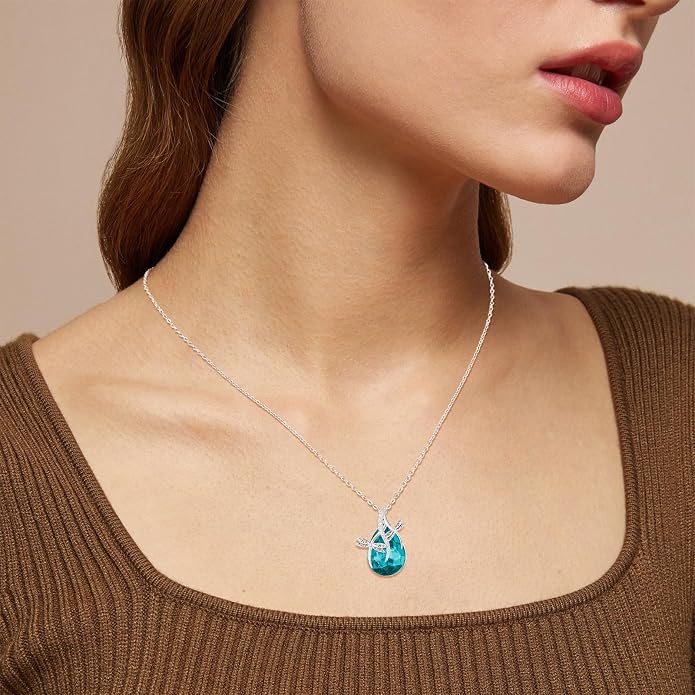 PRAYMOS S925 Sterling Silver Birthstone Necklaces for Women Dainty CZ Necklace Dragonfly Pendant Minimalist Jewelry Gift