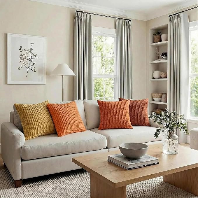 Fancy Homi 4 Packs Decorative Throw Pillow Covers for Living Room Couch Bed, Modern Farmhouse Boho Home Décor Accent Cushion Case, 14" x 14", Burnt Orange Series