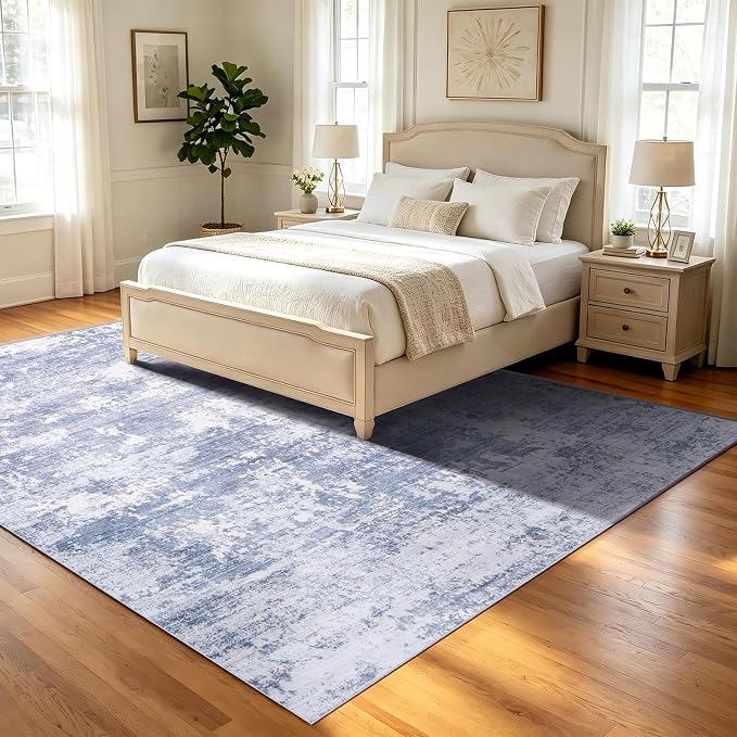 8x10 Area Rugs Living Room Rug Abstract Washable Rug Non-Slip Soft Low Pile Indoor Floor Stain Resistant Thin Carpet for Bedroom Dining Room Home Office Farmhouse Nursery - Teal & Sage Green 8' x 10'