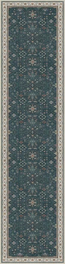 Hazo Haus Dark Green Hallway Runner Rug 12 ft Long - Modern Vintage Boho Eclectic Floral with Brown Accent, Washable Low Pile Non-Slip Extra Long Wide Runner Rugs for Kitchen, 3x12
