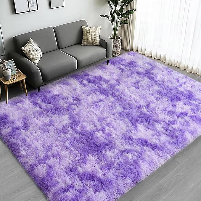 Large Area Rugs for Living Room Bedroom 4x6 Tie-Dyed Blue Shag Rugs | Ultra Soft Fluffy Shaggy Plush Fuzzy Modern Indoor Throw Floor Carpet for Kids Girls Boys Dorm Nursery Home Decor Aesthetic