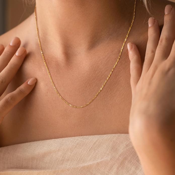 BAYLAY Gold Chain Necklace for Women - 18K Gold Plated Necklace Chain Dainty Gold Necklace for Women Gold Chain Gold Necklace Gold Jewelry Gifts Size 16/18/20/22/24/26 Inch