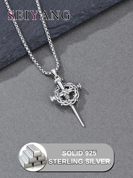 Seiyang Crown of Thorns Necklace 925 Sterling Silver Crown Pendant Amulet Jewelry Gifts (with Gift Box)