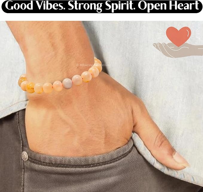 Amazing Gemstone Canadian Flower Agate Bracelet for Women Men's Gifts - Protection Healing Crystal Bracelet - 8mm Gemstone Beaded Adjustable Bracelet Pulseras para Hombres Mujer Stocking Stuffers