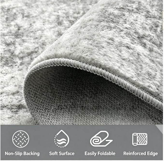 8x10 Area Rugs Washable Living Room Rug-No Slip Soft Carpets Modern Abstract Indoor Floor Stain Resistant Large Carpet for Bedroom Dining Room Farmhouse Nursery Home Office Grey