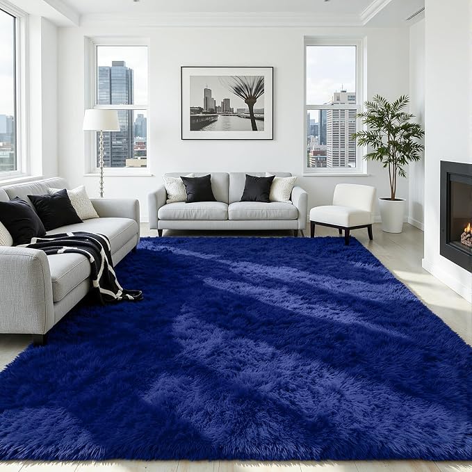 5x8 Area Rug for Living Room, Ultra Soft Fluffy Blue Rugs for Bedroom, Non Slip Large Shag Carpet, Fuzzy Plush Nursery Rug, Thick Washable Indoor Floor Carpets for Kids Office Dorm Home Decor