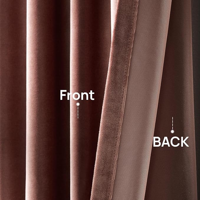 Elegant Dusty Pink Velvet Curtains 102 inches for Living Room,Luxury 2 Panels Room Darkening Rod Pocket Back Tab Curtain Thermal Insulated Heavy Soundproof Noice Reducing Window Drapes for Bedroom