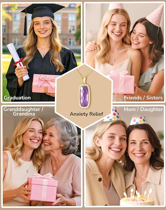 Natural Gemstone New Beginnings Birthday Graduation Gifts 925 Silver Jewelry Plated with 18K Gold Protection Necklace for Women