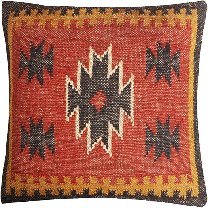 jute kilim cushion Handmade boho throw pillow for living room & Bedroom Eco-Friendly soft and stylish 18*18 inch