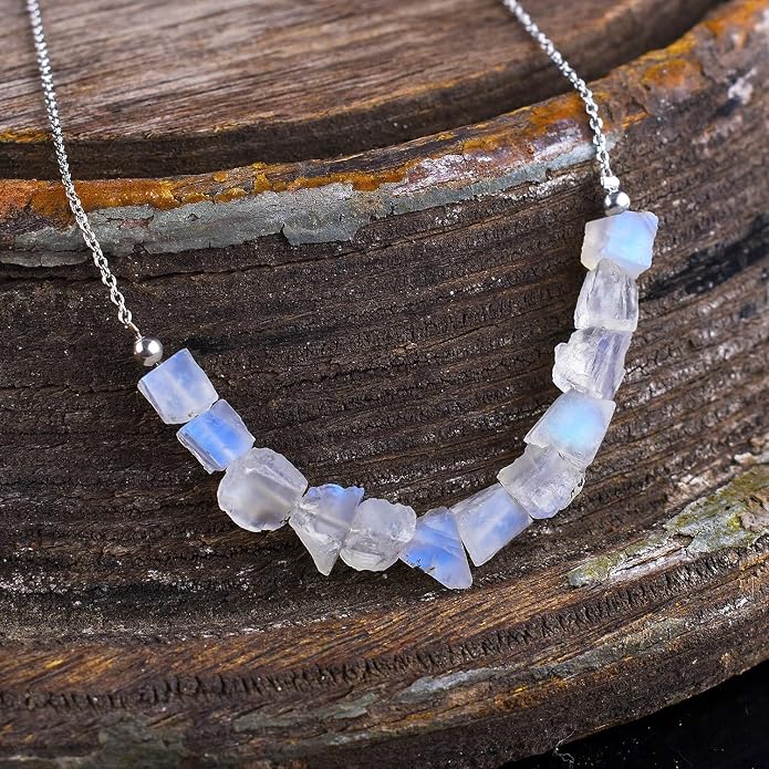 Natural Gemstone Dainty Pendant Necklace for Women Handmade Crystal Jewelry 925 Sterling Silver 18 Inch Chain Healing Chakra Christmas Birthday Gift for Her