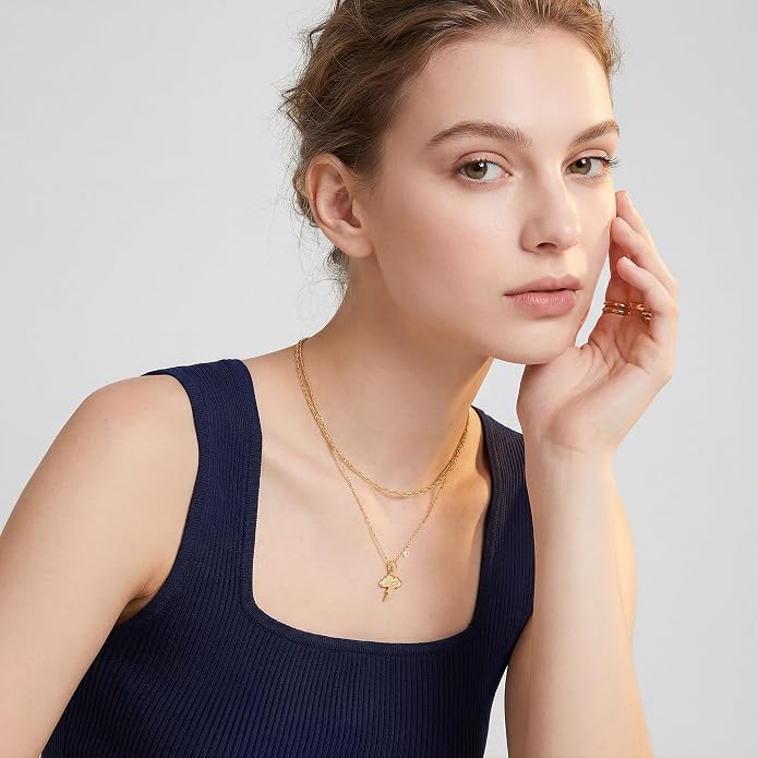 Fashion Dainty Necklace for Women - 14K Gold Plated Detachable Pendant with Cubic Zirconia Accent, Hypoallergenic Layering Jewelry for Women, Trendy Storm Charm Necklace for Daily Wear & Gifting