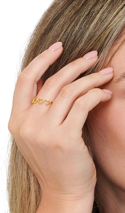 DEVATA Gold or Rhodium Plated Sterling Silver 925 – Eternity, Band Ring for Women – Heart, Knot, Clover, Infinity, Mariner, Cable, Curb, Cuban, Figaro, Daisy, Rope, Ribbed, Dome