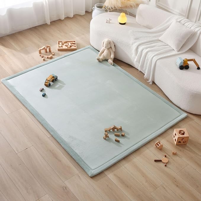 Hakuna Matte CloudSoft Baby Play Mat for Floor 60" x 80" Green | Coral Velvet Memory Foam Rug for Crawling & Cozy Play – Non-Slip, Water-Resistant, Easy-CareTummy Time Mat