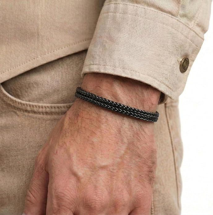 Galis Mens Bracelet - Stainless Steel, Non Tarnish Rope Chain Bracelets, Stylish Fathers Day Gift for Dad, Husband, Boyfriend.