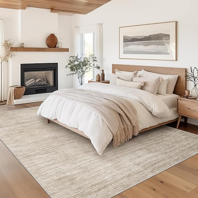 Valenrug Washable Rugs 7x9 - Non Slip 7x9 Area Rugs for Living Room, Stain Resistant Area Rugs for Bedroom, Foldable Machine Washable Area Rug(7'x9', Brown)