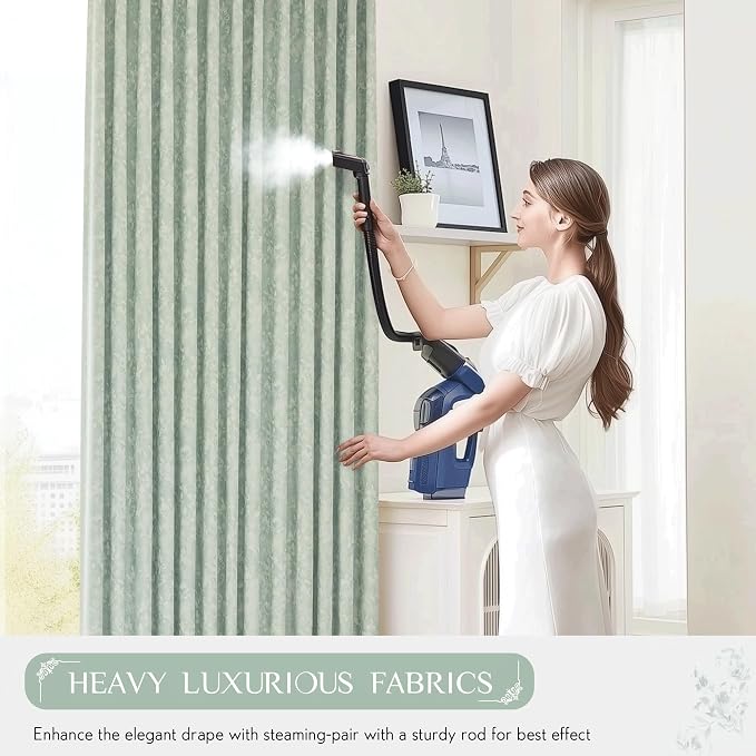 Beauoop Green Floral Jacquard Blackout Curtains for Bedroom 52x84 2 Panels | Flower Chenille Room Darkening Drapes for Living Room 84 Inch Long Thermal Insulated Soundproof Window treatment Rod Pocket